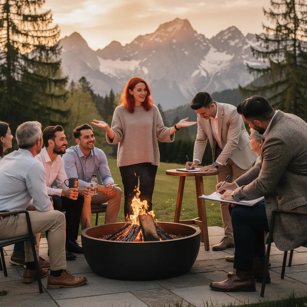 Ein Gruppenleiter spricht vor einer Versammlung von Fachleuten in einem Konferenzraum.