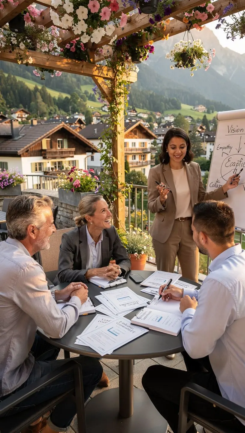 Teilnehmer engagieren sich aktiv in einer Diskussion während eines Verkaufstrainings.