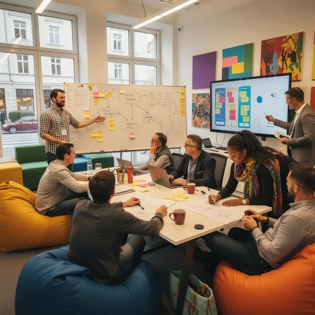 Teilnehmer engagieren sich aktiv in einer Diskussion während eines Verkaufstrainings.