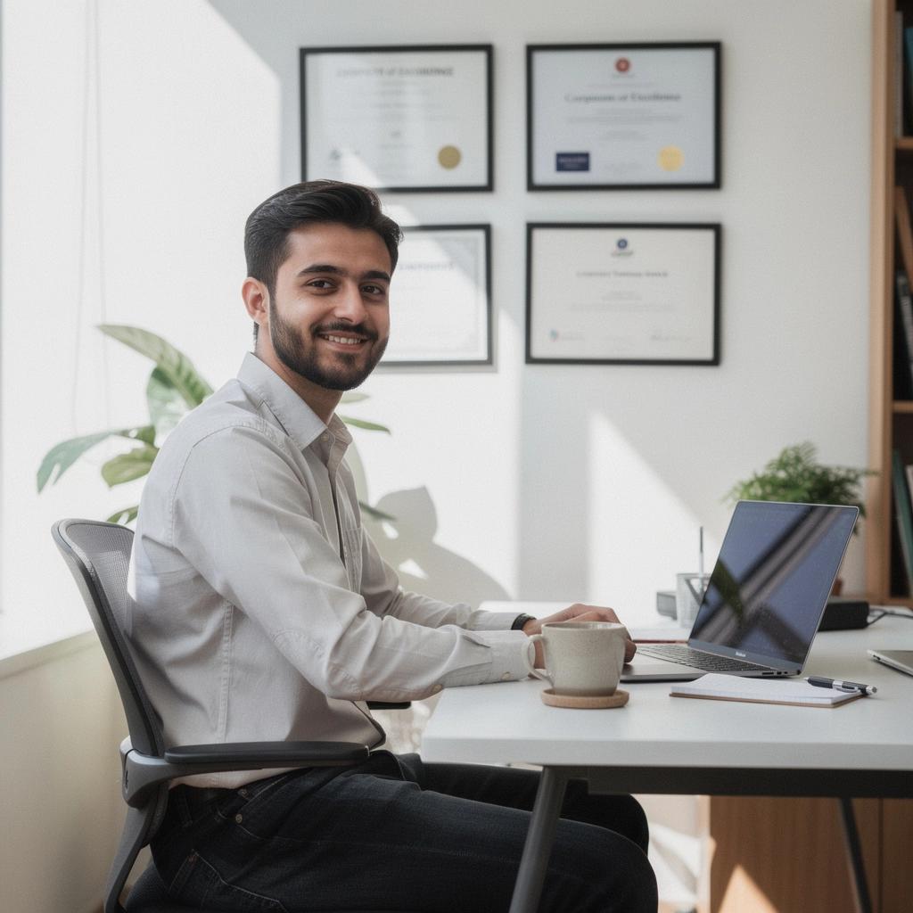 Ein Gruppenfoto von Absolventen eines Führungsseminars mit Zertifikaten.